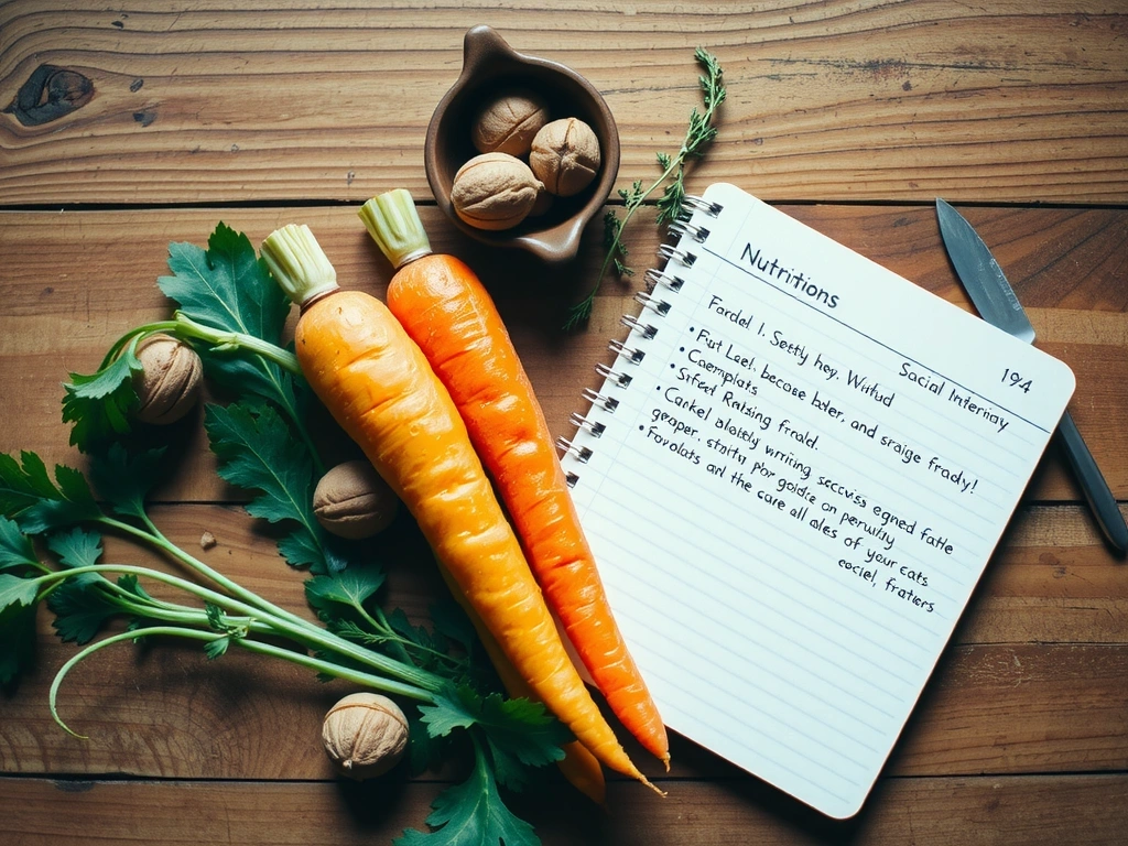 Arbeitsplatte mit frischen Lebensmitteln und Notizen